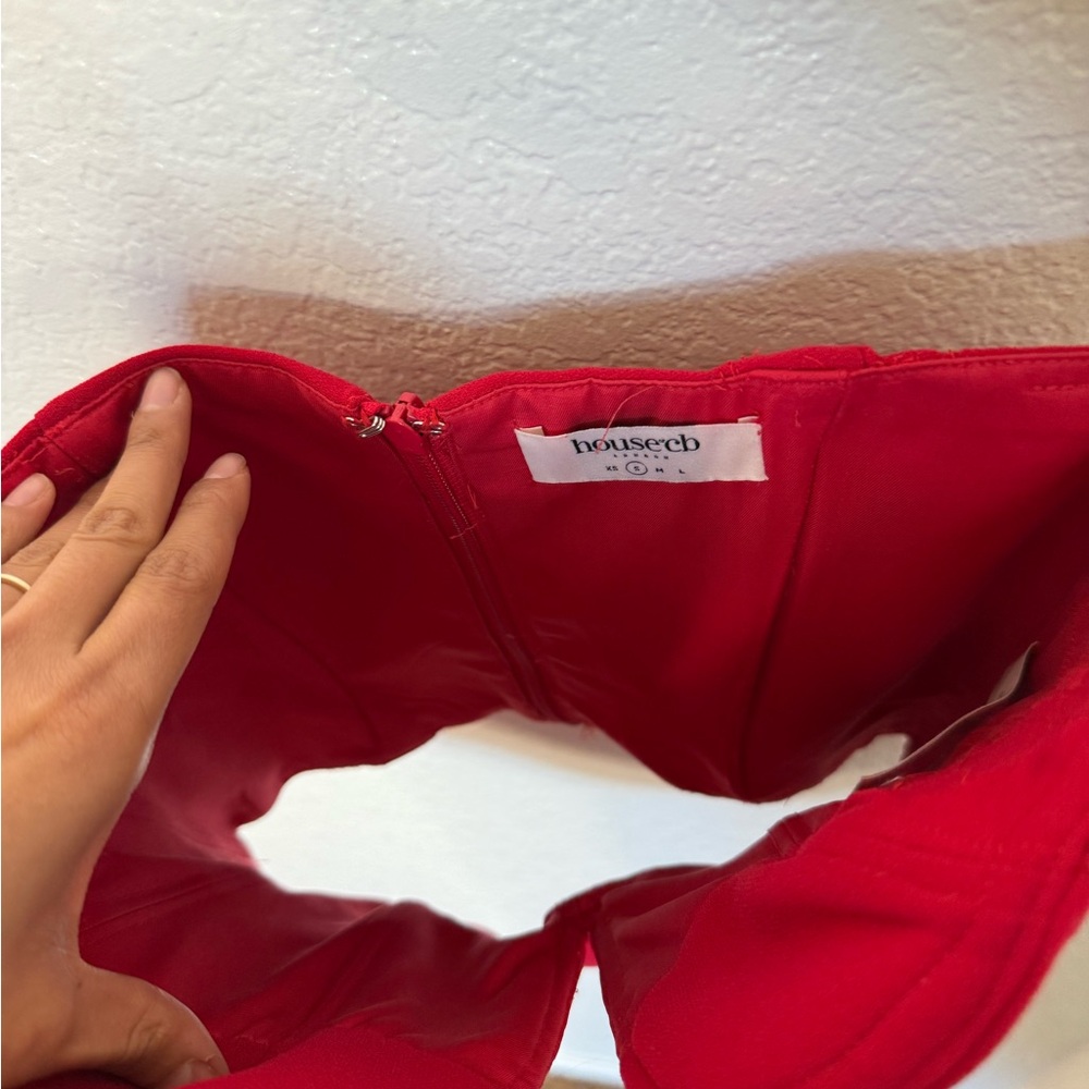 House of CB Red Strapless Corset Crop Top - Picture 2 of 6
